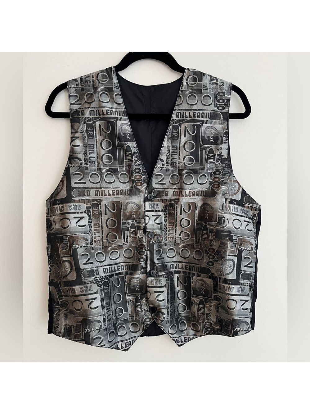 VINTAGE Zighi Button Front Vest Waistcoat Y2K 2000 Millenium Motif Made Canada